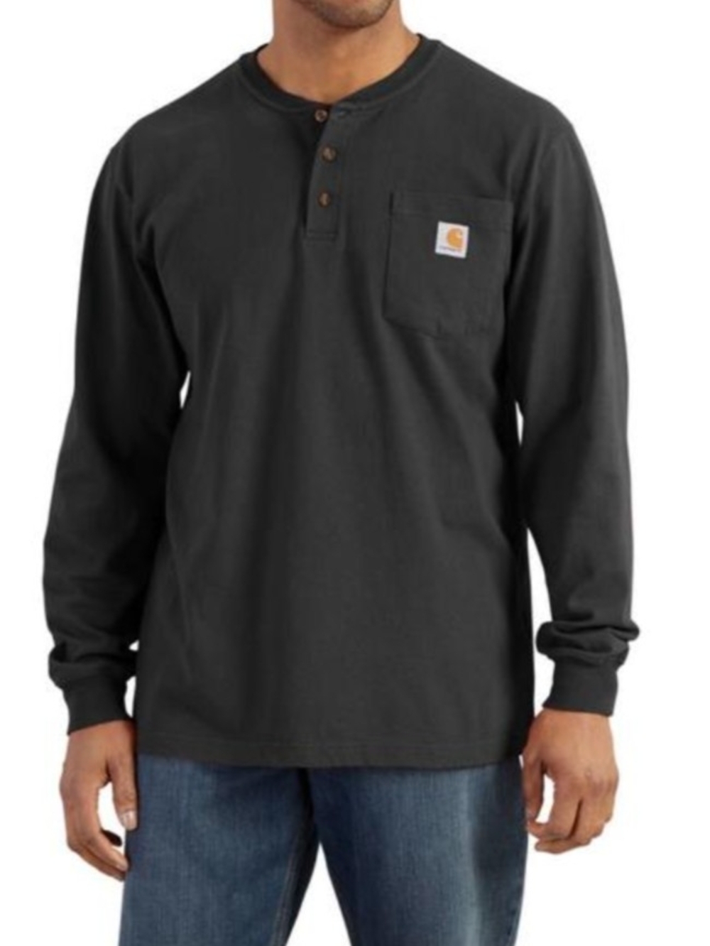 Carhartt Black Long-Sleeve Henley Pocket Tee Size 2XL NWT MSRP $27.99